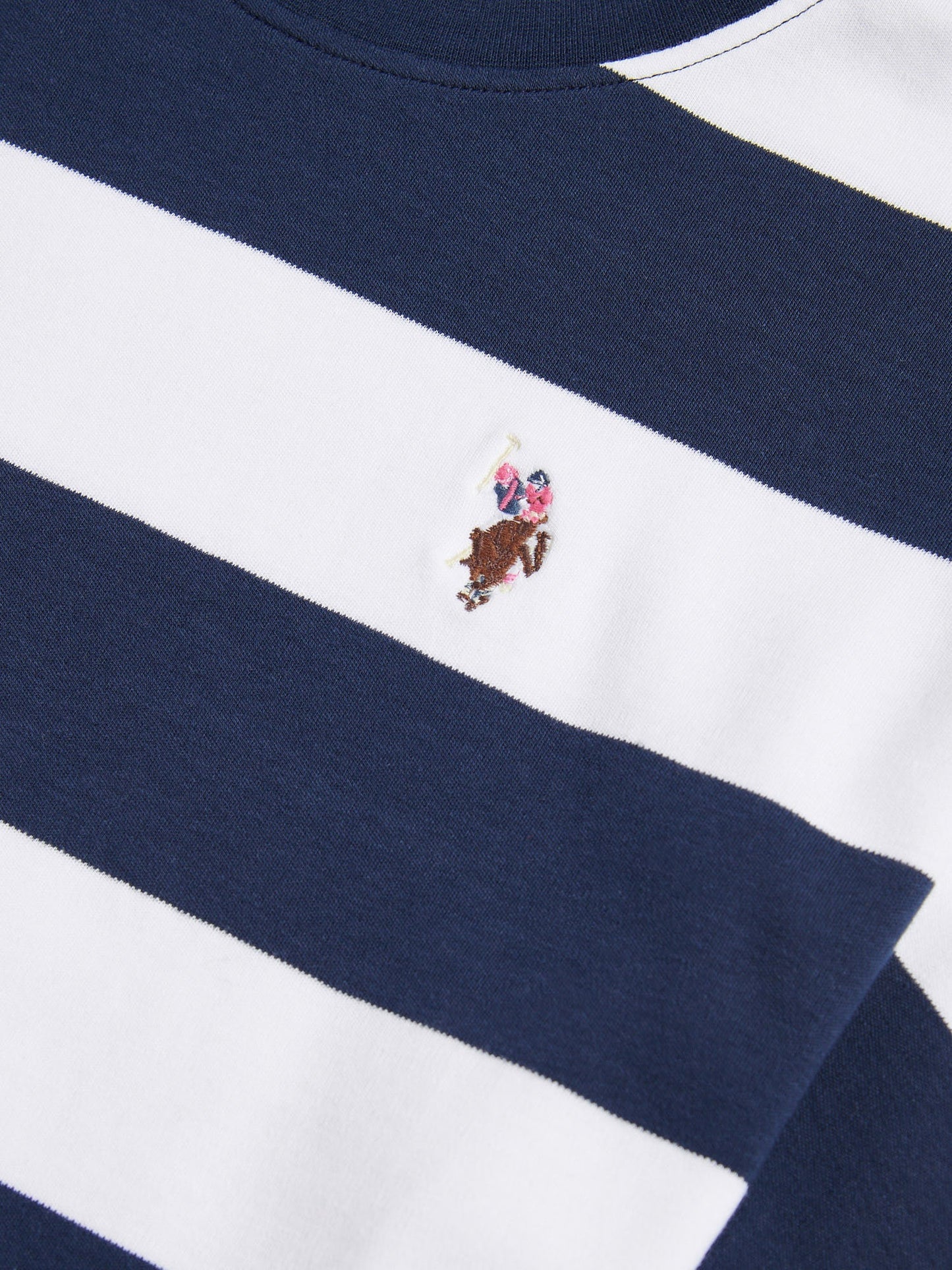 Womens Large Stripe Grown On Sleeve T-Shirt in Navy Iris