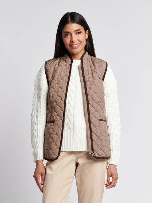 Womens Bound Quilted Hacking Gilet in Leafless Tree