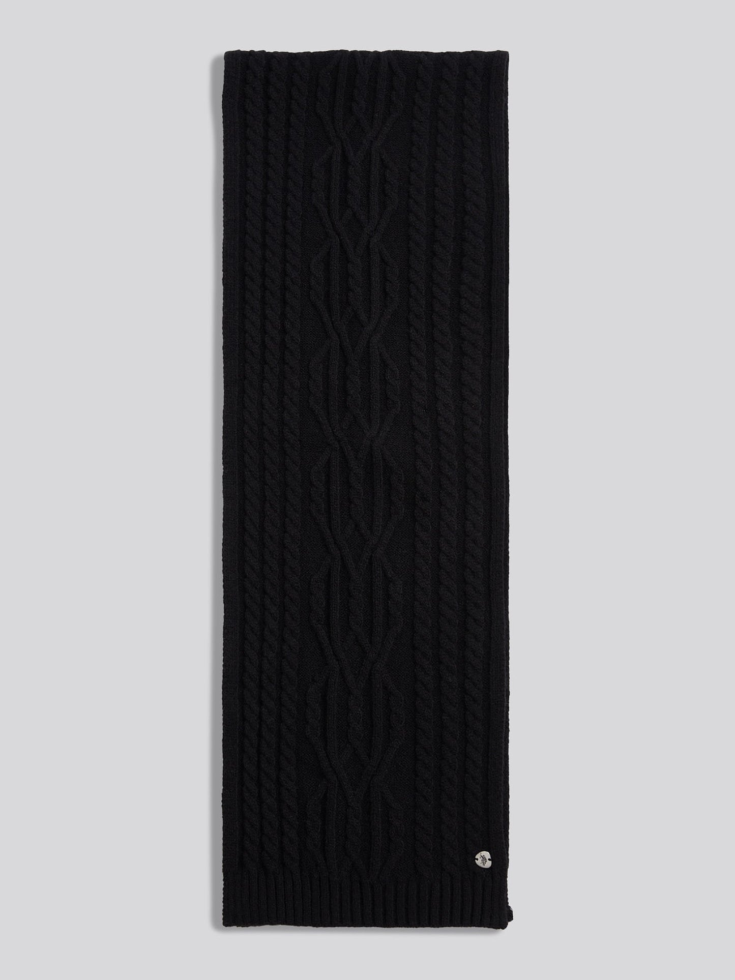 Womens Hanging Twist Cable Scarf in Black