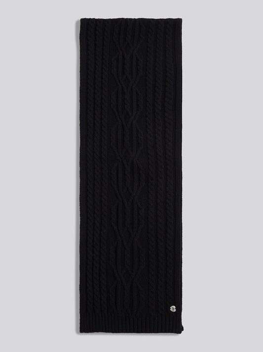 Womens Hanging Twist Cable Scarf in Black
