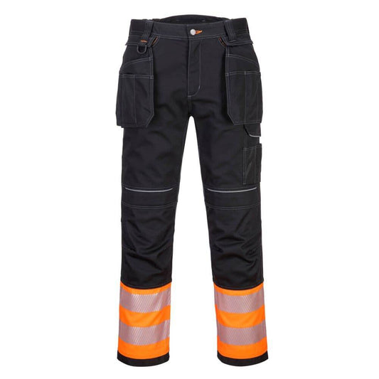 PORTWEST PW307 PW3 HI-VIS CLASS 1 HOLSTER POCKET TROUSERS Orange / Black - 32" Waist / 31" Regular Leg